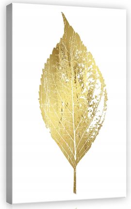 Wallarena Obraz biały do salonu nowoczesny złoty liść 60x40 (CAPP11952O4)