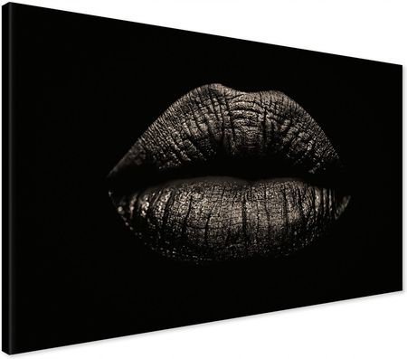 Printedwall Obraz na płótnie usta czarno białe Nowoczesny na ścianę 70x50 