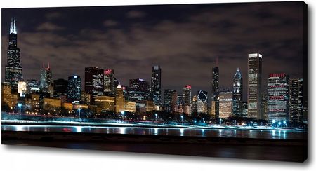 Tulup Foto obraz duży na płótnie Chicago nocą 125x50 cm 