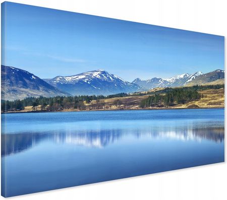 Printedwall Obraz na płótnie góry jezioro Nowoczesny na ścianę 70x50 