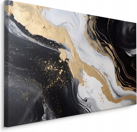 Muralo Obraz Ścienny Do Salonu Czarny Marmur Abstrakcja Elementy Złota 70x50 (MF10000267C7050)