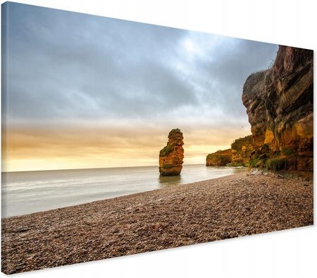 Printedwall Obraz na płótnie plaża morze skały Nowoczesny na ścianę 100x70 