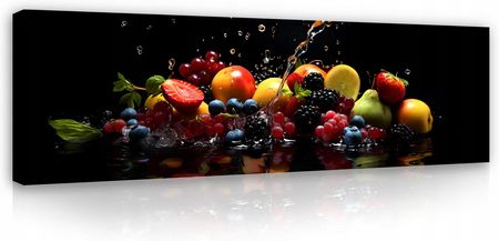Wallarena Obraz Do Kuchni Owoce Woda Czarny Nowoczesny Na Płótnie Ścianę 145x45