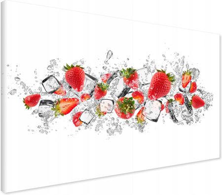 Printedwall Obraz na płótnie truskawki woda owoce Nowoczesny na ścianę 70x50 
