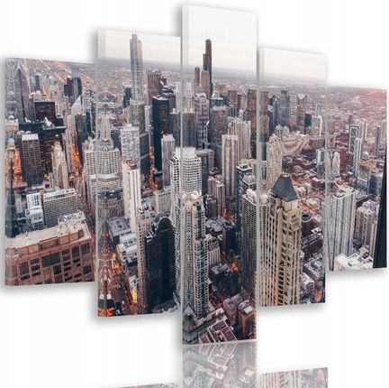 Feeby Obraz Tryptyk Chicago Miasto Panorama 200x100 (5901925480708)