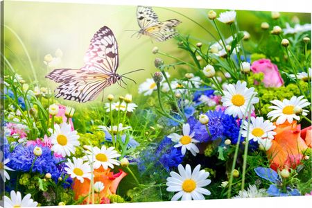 Eobraz Obraz Na Płótnie Motyle Kwiaty 120x80 Max Wybór