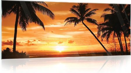 Wallarena Obraz na szkle szklany Plaża zachód słońca 125x50 (CAGT20039G6)