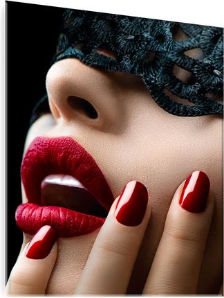 Eobraz Obraz na szkle szklany kobieta czerwone usta 70x50 (P1930)