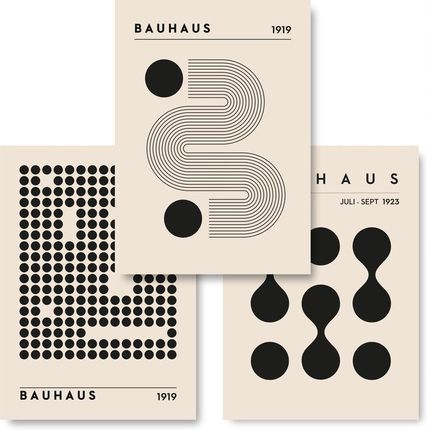 Kmbpress Bauhaus Boho zestaw 3 plakaty 21x30 cm Abstrakcja beż obraz #345