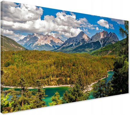 Printedwall Obraz na płótnie góry las Nowoczesny na ścianę 70x50 