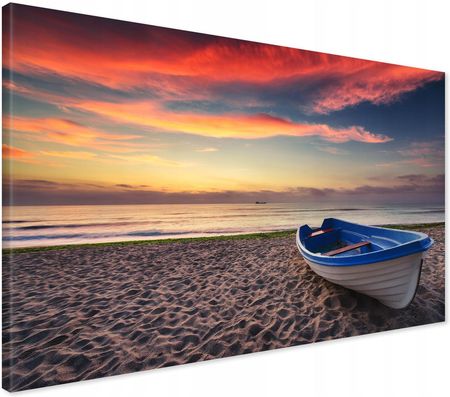 Printedwall Obraz na płótnie morze plaża łódka Nowoczesny na ścianę 100x70 