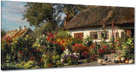 Zesmakiem Obrazy 60x30 Wiejski domek z kwiatami (H2144M_PC3CB_60X30CM)