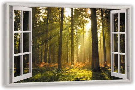 Eobraz Obraz na płotnie okno las 120x80 335 Wzorów (30_80)