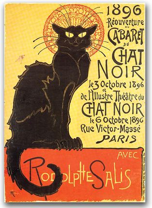 Plakat na płótnie A4 Czarny kot Paryż