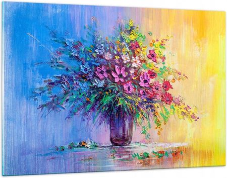 Arttor Duży szklany obraz do Salonu 120x80 Kwiaty Wazon Nowoczesny Obrazy (GAA120X804117)
