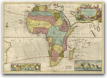 Plakat w stylu retro Rok Mapa Afryki A1
