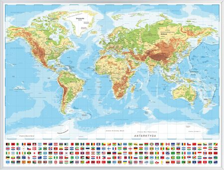 Muralo Plakat Mapa Fizyczna Świata Na Ścianę 120x80 (MF10000194AS12080)