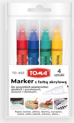Toma Marker Z Farbą Akrylową 4 Pack Do Wszystkich Powierzchni Różne Kolory