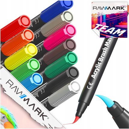 Rawmark Markery Z Farbą Brush Artystyczne Dekoracyjne Mazaki Do Rysowania 12Szt.