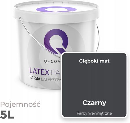 Q-Qover Farba Lateksowa Czarny Czarna Czerń 5L Matowa - zdjęcie 2