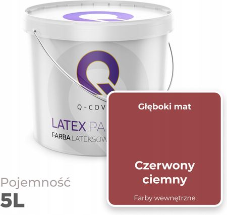 Q-Qover Farba Lateksowa Plamoodporna Czerwony Ciemny Ciemna Czerwień Mat 5L - zdjęcie 4
