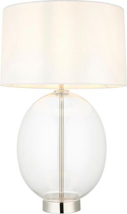 Light& Stołowa Lampa Hampton L&-1102675 Szklana Elipsa Biała Nikiel (L1102675)
