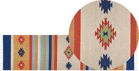 Beliani Dywan bawełniany kilim 80 x 300 cm wielokolorowy