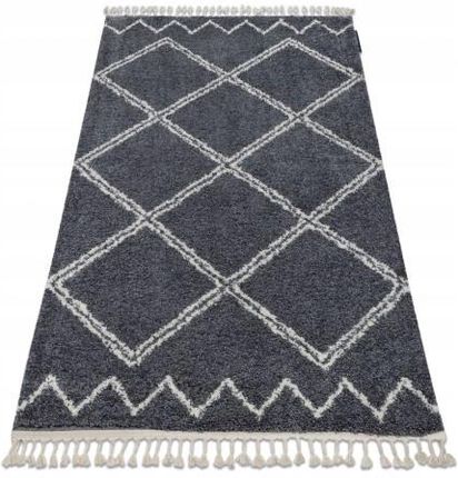 Szary dywan shaggy boho frędzle maroko 140x190