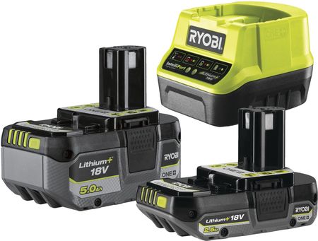 Ryobi - RC18120-2C525  Dwa akumulatory 5.0 Ah i 2.5Ah 18V ONE+ Lithium+ oraz ładowarka