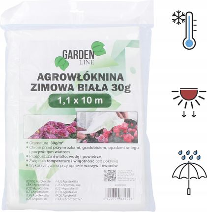 Gardenline Agrowłóknina Okryciowa Włóknina Zimowa Wiosenna 1,1X10m 30G Biała