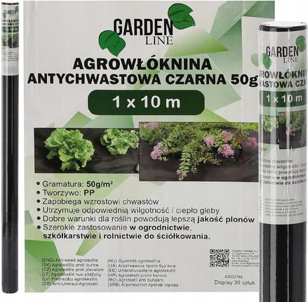 Gardenline Agrowłóknina Antychwastowa Mocna 1X10m Czarna 50g/m² Trwała