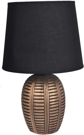 Upominkarnia Lampa Ceramiczna Złoto Czarna Z Czarnym Abażurem