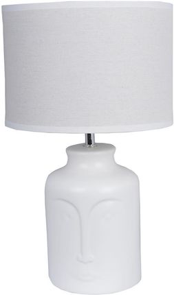 Upominkarnia Lampa Ceramiczna Biała Twarz Z Białym Abażurem