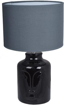 Upominkarnia Lampa Ceramiczna Czarna Twarz Z Szarym Abażurem
