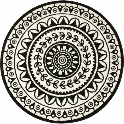 Akcila Śr. 140 Cm Dywan Okrągły Ornament Roślinny Boho