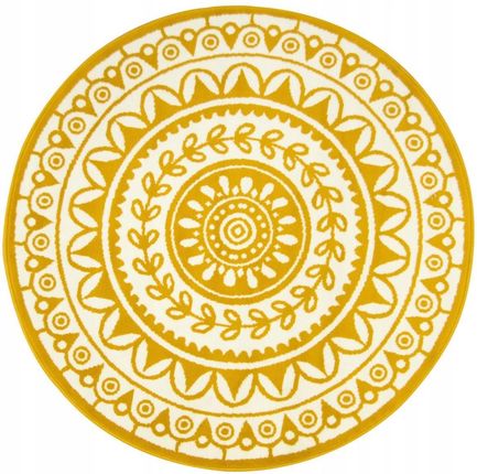 Akcila Śr. 140 Cm Okrągły Dywan Ornamentowy Luna Żółty