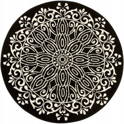 Akcila Śr. 200 Cm Czarny Okrągły Dywan Luna Ornament Koło