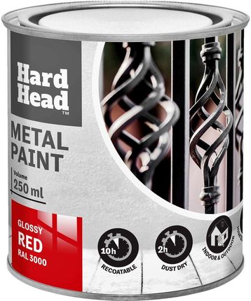 Hard Head Do Metalu Błyszcząca Czerwona 250ml 