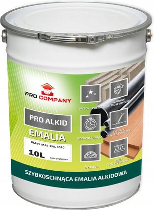 Pro Company Pro Alkid Szybkoschnąca Emalia Alkidowa 10L Biały Mat Ral 9010