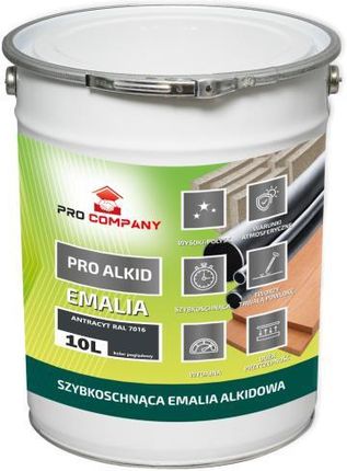 Pro Company Pro Alkid Szybkoschnąca Emalia Alkidowa 10L Antracyt Ral 7016