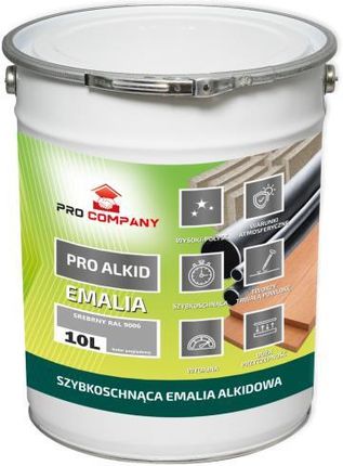Pro Company Pro Alkid Szybkoschnąca Emalia Alkidowa 10L Srebrny Ral 9006