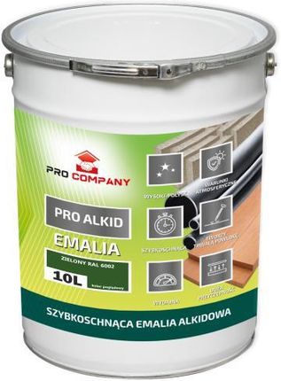Pro Company Pro Alkid Szybkoschnąca Emalia Alkidowa 10L Zielony Ral 6002
