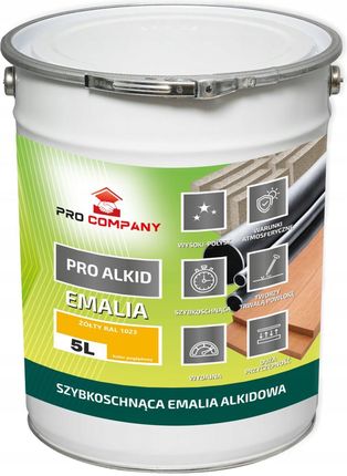 Pro Company Pro Alkid Szybkoschnąca Emalia Alkidowa 5L Żółty Ral 1023