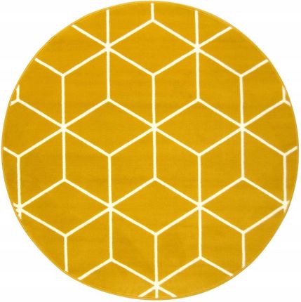 Akcila Śr. 120 Cm Okrągły Dywan Luna Romby Żółty Kremowy