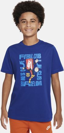 T-Shirt Piłkarski Dla Dużych Dzieci Nike Fc Barcelona - Niebieski