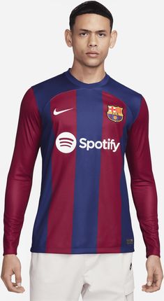 Męska Koszulka Piłkarska Z Długim Rękawem Nike Dri-Fit Fc Barcelona Stadium 2023/24 Wersja Domowa - Niebieski