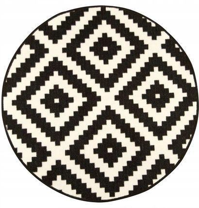 Akcila Śr. 150 Cm Okrągły Czarno Biały Dywan Koło Romby