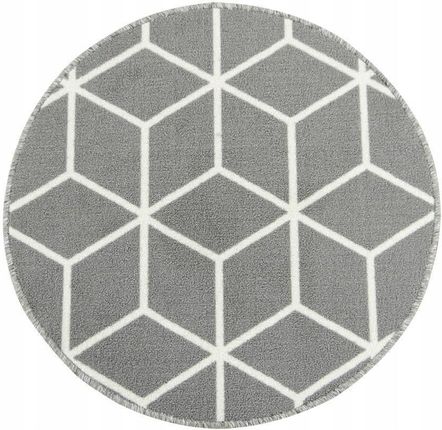 Akcila Śr. 67 Cm Podgumowany Okrągły Srebrny Dywan Cubes