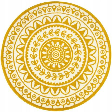 Akcila Śr. 120 Cm Okrągły Dywan Luna Żółty Krem Do Salonu