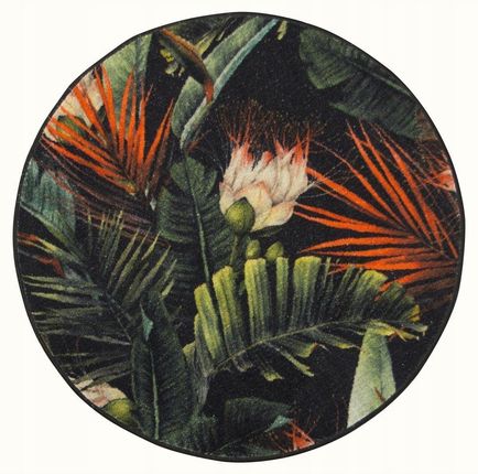 Akcila Śr. 100 Cm Okrągły Dywan Tropikalne Kwiaty Palmy